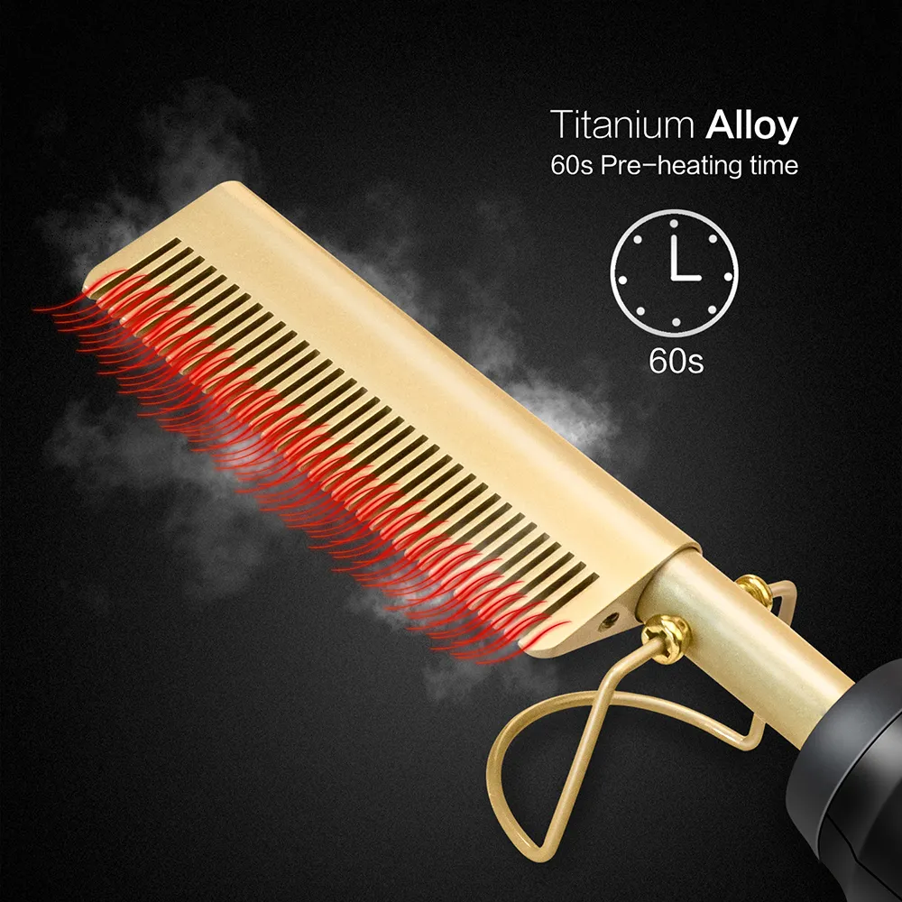 Versatile Styling with the 2 in 1 Hot Comb Hair Straightener Flat Iron and Straightening Brush in One